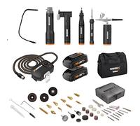 Worx WX996L MAKERX 6 Tool Kit: Rotary Tool, Wood & Metal Crafter, Air Brush, Heat Gun, Grinder and LED Flex Light in Carry Bag