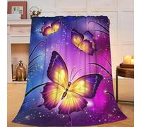 Wosabee Butterfly Blanket Super Soft Warm Purple Fleece Throw Blanket Gift for Women Girls Cozy Fluffy Butterfly Lightweight Flannel Gifts Blankets for Kids Adults 50"X40"