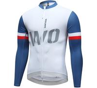 WOSAWE Cycling Jersey Men Breathable Long Sleeve Bike Shirt Summer Miosture Wicking Bicycle Tops with YKK Zipper (Blue, XL)