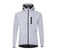 WOSAWE Men Full Reflective Jacket Windproof Night Glowing Bomber Vests Water Resistant Mountain Bike Windbreaker (Jacket with Hood, XXL)