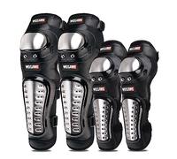 WOSAWE Motorcycle Elbow Knee Pads Adults Stainless Steel Bicycle Protective Gear Adjustable Racing Bike Long Shin Protector Guard (BC342 Elbow Pads + BC341 Knee Pads)