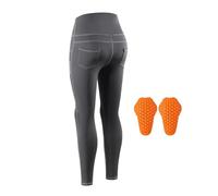 WOSAWE Women's Motorcycle Pants Stretchable Yoga Butt Lifting Leggings High Waist Protective Cargo Leggings (New Grey with Knee Pads, M)