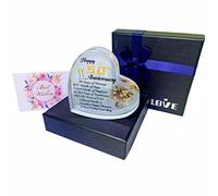 WOSHIDEFA 50th Golden Wedding Anniversary Romantic Gifts for Women,50 Years Wife Girlfriend Couple, Crystal Heart Marriage Keepsake,50th Present Her Gold
