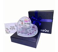 WOSHIDEFA 70th Birthday Gifts for Women,70th Birthday Gifts for Wife, Grandma, Mum, Sister ,Heart Crystal Keepsake,Unique 70th Birthday Present Ornament Collection for Her