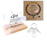 WOSHIDEFA Dad Birthday Gifts, 3-Piece Set, Acrylic Puzzle, Stone Bracelet, Keychain, Sentimental Gift, Male, 10x10cm, 30 pieces, 3 Count, Adult