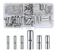 woshilaoDS 120 Pcs Non-Insulated Butt Connectors, Non-Insulated Seamless Butt Splice Connectors, Uninsulated Crimp Butt Splice Connector Tube Terminals Wire Ferrules 22-16 AWG