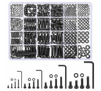 woshilaoDS 1230 Pcs M2 M3 M4 M5 Bolts and Nuts Set, Hex Socket Head Cap Screws Bolts and Nuts and Washers Set, 12.9 Grade Carbon Steel Black Machine Screws Assortment Kit for Home Bicycle Repair