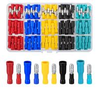 woshilaoDS 200 Pcs Bullet Butt Connectors, Electrical Connectors, Insulated Quick Splice Male and Female Electrical Crimp Terminals, 22-16 AWG Wire Terminal Connectors