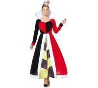 WOSHISHENXIAN Adult Red Queen Costume Cosplay Women Premium Velvet Heart Dress Deluxe Outfit Halloween Dress Up Fairy Tale Party Ball Gown (3XL)