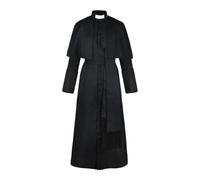 WOSHISHENXIAN Men Clergy Cassocks Church Outfit Medieval Monk Priest Liturgical Pastoral Choir Robe Renaissance Halloween Cosplay Costume (Black, L)