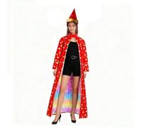 WOSHISHENXIAN Wizard Fancy Dress Costume Set (Kids & Adult Sizes): Starry Robe + Gold Trim Hat for Christmas/UK Birthday Parties/School Plays (Red, XXL)
