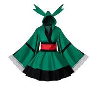 WOSHOW Anime Midoriya Izuku Deku Cosplay Battle Lolita Kimono Dress Cosplay Costume Halloween Suit (Female-S), Green, Deku, S