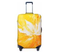 Woshuwo Abstract Blooming Flower Yellow White Elastic Travel Luggage Covers Dustproof Scratch-Resistant Suitcase Protector Fit 22-24 Inch