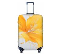 Woshuwo Abstract Blooming Flower Yellow White Splash Elastic Travel Luggage Covers Dustproof Scratch-Resistant Suitcase Protector Fit 22-24 Inch
