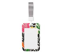 Woshuwo Abstract Boho Retro Flowers Sliding Id Badge Holder Hard Plastic Work Card Case Name Tag Protector for Nurses Office