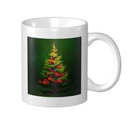 Woshuwo Abstract Christmas Tree Green Ceramic Cup, Elegant Coffee Mug Tee Drinkware Water Cup for Home Office 11oz