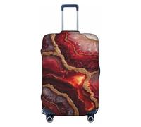 Woshuwo Abstract Crimson Red Marble with Gold Veins Elastic Travel Luggage Covers Dustproof Scratch-Resistant Suitcase Protector Fit 22-24 Inch