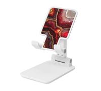 Woshuwo Abstract Crimson Red Marble With Gold Veins Foldable Cell Phone Stand Adjustable Angle Height Desktop Portable Cellphone Cradle Compatible With All Smartphone White-Style