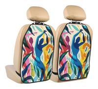 Woshuwo Abstract Dancing Human Figures Minimalism Car Seat Back Kick Protectors,2 Pack Kick Mats With Storage Pockets For Vehicles To Protect From Dirt Mud Scratches