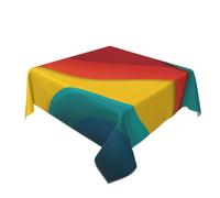 Woshuwo Abstract Gradient Red Yellow Teal Blue Hues Table Cloth Washable Dinng Table Covers Decorative For Kitchen 60" X 60"