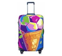 Woshuwo Abstract Ice Cream Cone with Soccer Ball Elastic Travel Luggage Covers Dustproof Scratch-Resistant Suitcase Protector Fit 22-24 Inch
