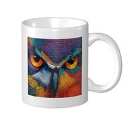 Woshuwo Abstract Owl Ceramic Cup, Elegant Coffee Mug Tee Drinkware Water Cup for Home Office 11oz