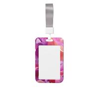 Woshuwo Abstract Pink Colors Flower Sliding Id Badge Holder Hard Plastic Work Card Case Name Tag Protector for Nurses Office