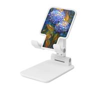 Woshuwo Abstract Stained Glass Of Hydrangeas Foldable Cell Phone Stand Adjustable Angle Height Desktop Portable Cellphone Cradle Compatible With All Smartphone White-Style