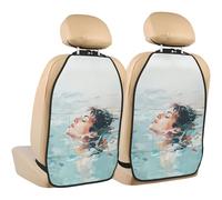 Woshuwo Abstract Woman Swimming In The Sea Car Seat Back Kick Protectors,2 Pack Kick Mats With Storage Pockets For Vehicles To Protect From Dirt Mud Scratches
