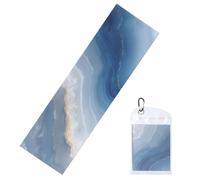 Woshuwo Agate Slice Blue Cooling Towels For Neck And Face 40" X 12" Cool Sweat Rags Soft Breathable Chill Ice Towel For Sport Yoga Golf Gym
