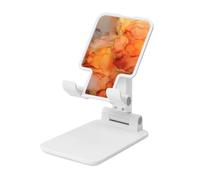 Woshuwo Alcohol Ink Abstract Orange And Gold Marble Foldable Cell Phone Stand Adjustable Angle Height Desktop Portable Cellphone Cradle Compatible With All Smartphone White-Style