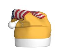 Woshuwo American Flag Waving Cartoon Santa Hat Adult Xmas Headwear Novelty Christmas Hat