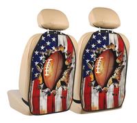 Woshuwo American Football Bursting Through Flag Car Seat Back Kick Protectors,2 Pack Kick Mats With Storage Pockets For Vehicles To Protect From Dirt Mud Scratches