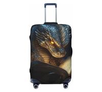 Woshuwo Ancient Dragon Reading Book Fantasy Art Elastic Travel Luggage Covers Dustproof Scratch-Resistant Suitcase Protector Fit 22-24 Inch