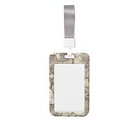 Woshuwo Ancient Eroded Ruins Stone Surface Sliding Id Badge Holder Hard Plastic Work Card Case Name Tag Protector for Nurses Office