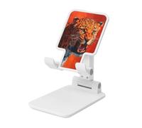 Woshuwo Angry Roaring Leopard Foldable Cell Phone Stand Adjustable Angle Height Desktop Portable Cellphone Cradle Compatible With All Smartphone White-Style