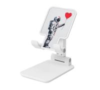 Woshuwo Astronaut Holding Red Heart-Shaped Balloon Foldable Cell Phone Stand Adjustable Angle Height Desktop Portable Cellphone Cradle Compatible With All Smartphone White-Style