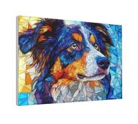 Woshuwo Australian Shepherd Canvas Wall Art Aesthetic Poster Print Painting For Dorm Living Room,30x45cm Framed