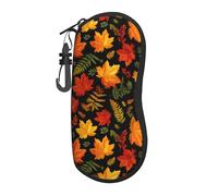 Woshuwo Autumn Leaves On A Black Portable Glasses Case Light Sunglasses Bag Eyeglasses Case
