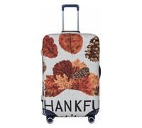 Woshuwo Autumn Leaves Pine Cones Thankful Gratitude Elastic Travel Luggage Covers Dustproof Scratch-Resistant Suitcase Protector Fit 22-24 Inch
