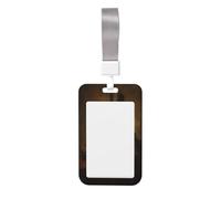 Woshuwo Bear at Dark Wooden Bar Sliding Id Badge Holder Hard Plastic Work Card Case Name Tag Protector for Nurses Office
