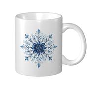 Woshuwo Beautiful Large Blue Snowflake Ceramic Cup, Elegant Coffee Mug Tee Drinkware Water Cup for Home Office 11oz