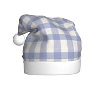 Woshuwo Beige And Purple Checkered Pattern Santa Hat Adult Xmas Headwear Novelty Christmas Hat
