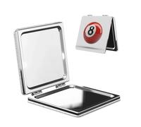 Woshuwo Billiard Ball Number 8 Travel Makeup Mirror Double-Sided Pu Leather Portable Compact Pocket Magnifying Mirrors