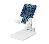 Woshuwo Black And Blue Leopard Print Pattern Foldable Cell Phone Stand Adjustable Angle Height Desktop Portable Cellphone Cradle Compatible With All Smartphone White-Style