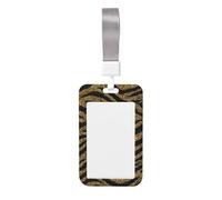 Woshuwo Black and Gold Glitter Tiger Stripes Pattern Sliding Id Badge Holder Hard Plastic Work Card Case Name Tag Protector for Nurses Office