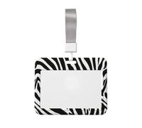 Woshuwo Black and White Zebra Stripes Pattern Sliding Id Badge Holder Hard Plastic Work Card Case Name Tag Protector for Nurses Office