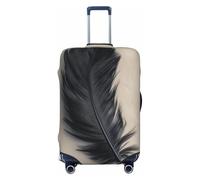 Woshuwo Black Bird Feather Elastic Travel Luggage Covers Dustproof Scratch-Resistant Suitcase Protector Fit 22-24 Inch