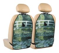 Woshuwo Black Cat On The White Arched Bridge Car Seat Back Kick Protectors,2 Pack Kick Mats With Storage Pockets For Vehicles To Protect From Dirt Mud Scratches