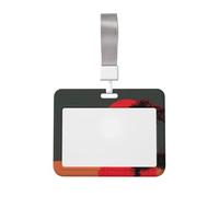 Woshuwo Black Silhouette Old Tree with A Red Moon Sliding Id Badge Holder Hard Plastic Work Card Case Name Tag Protector for Nurses Office